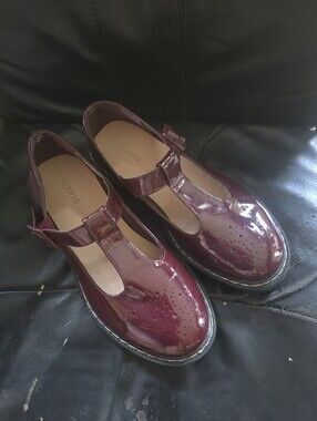 Torrid Burgundy Patent T-Strap Lug Mary Jane Shoes Size 11.5